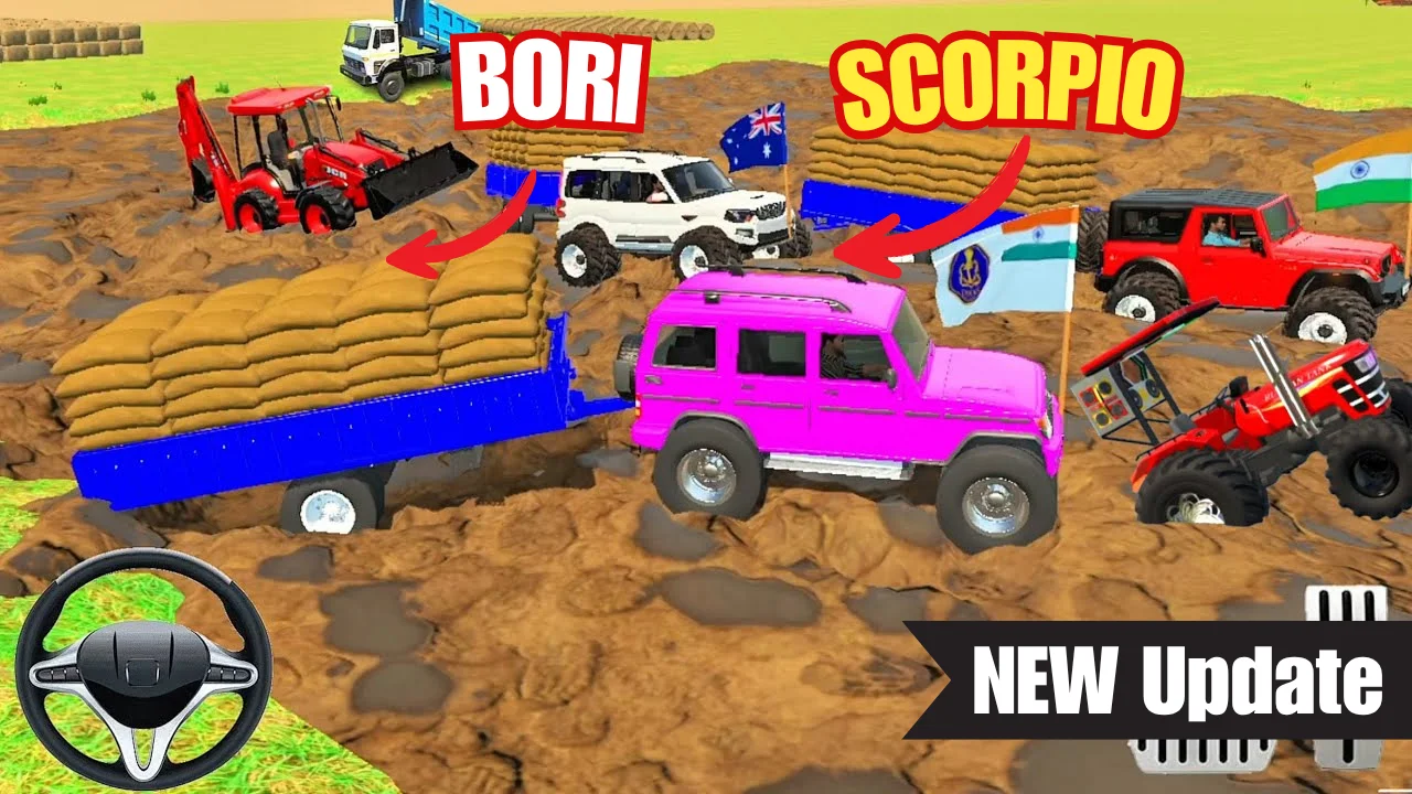 Bolero Scorpio and Thar in Indian Tractor Simulator Game
