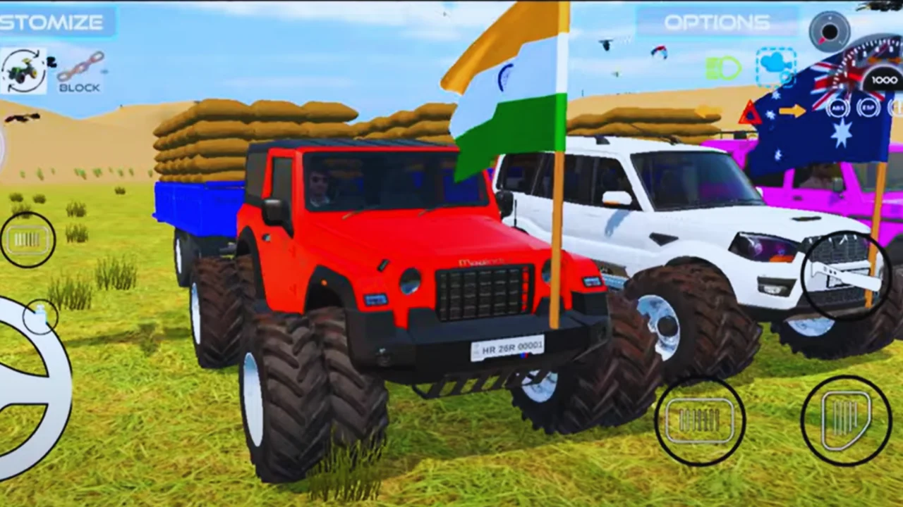 Bolero Scorpio and Thar in Indian Tractor Simulator Game
